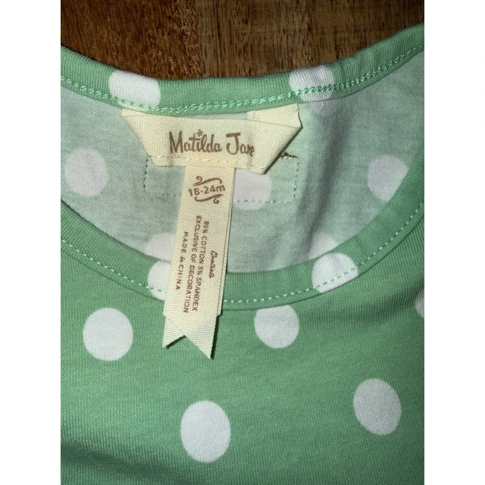 Matilda Jane Girls Floral Polka Dot Ruffle Romper 18-24M Green Pink Cream